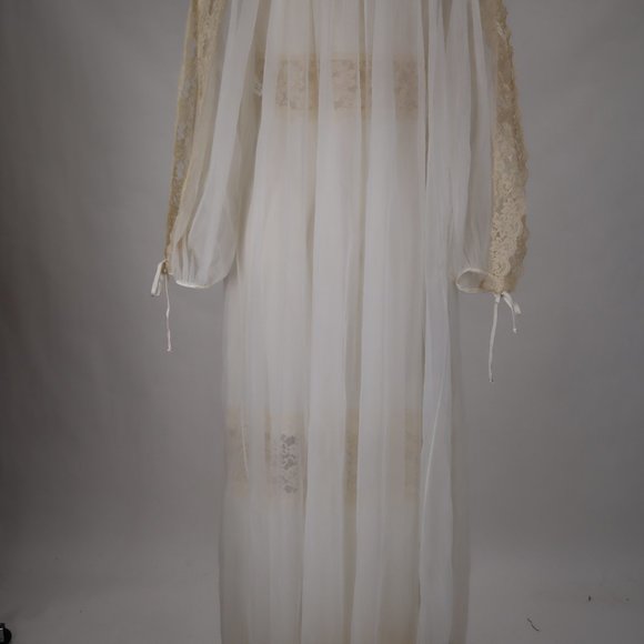 ❄ Vintage Tosca Nightgown Robe Set White Lace Galore Bridal Peignoir Lingerie M - Picture 5 of 10
